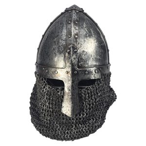 PŘILBA VIKING PRO BUHURT / HMB S OCHRANOU OBLIČEJE A KROUŽKOVÝM ZÁVĚSEM - VIKINSKÉ PŘILBY - ZBROJE