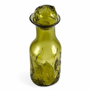 KARAFA NA WHISKEY, ZELENÉ LESNÍ SKLO - HISTORICKÉ SKLO - STOLOVÁNÍ