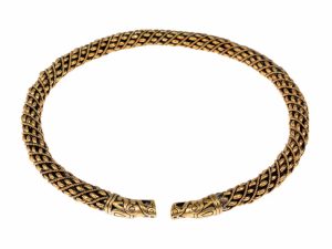 VIKINSKÝ TORQUES DRAČÍ HLAVY, GOTLAND, BRONZ - TORQUESY - ŠPERKY