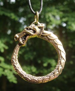 JORMUNGANDR, HAD Z MIDGARDU, UROBOROS, BRONZOVÝ AMULET - PŘÍVĚSKY - ŠPERKY