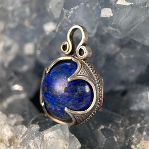 LAPIS LAZULI, VIKINSKÝ STŘÍBRNÝ PŘÍVĚSEK, GOTLAND, AG 925 - PŘÍVĚSKY - STŘÍBRNÉ ŠPERKY