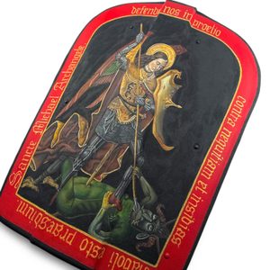 MALOVANÝ STŘEDOVĚKÝ ŠTÍT - JIŘÍ - ŠTÍTY STŘEDOVĚKÉ - ZBROJE
