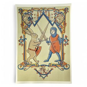 BOJOVÍ STŘEDOVĚCÍ ZAJÍCÍ, RUČNÍ PAPÍR, A3 - OBRAZY - HOME DECOR