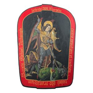 MALOVANÝ STŘEDOVĚKÝ ŠTÍT - JIŘÍ - ŠTÍTY STŘEDOVĚKÉ - ZBROJE