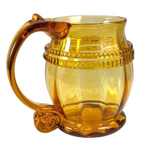 HISTORUCKÝ PŮLLITR, BAŇATÝ, JANTAROVÁ - HISTORICKÉ SKLO - STOLOVÁNÍ
