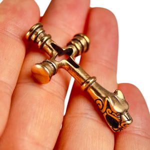 FENRIR, ISLANDSKÝ VLČÍ KŘÍŽ, AMULET, BRONZ - PŘÍVĚSKY - ŠPERKY