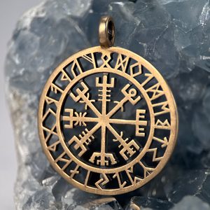 VEGVÍSIR - KOMPAS, ISLANDSKÁ RUNA, PŘÍVĚŠEK, BRONZ, VELKÝ - PŘÍVĚSKY - ŠPERKY