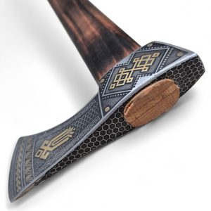 SEKERA VALAŠKA, UKRAJINSKÉ MOTIVY, ZAKARPATÍ, POZLACENÁ - SEKERY - ZBRANĚ