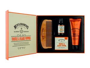 SCOTTISH FINE SOAPS PÁNSKÁ DÁRKOVÁ SADA PÉČE O PLEŤ A VOUSY - ČERNÝ PEPŘ A OSTROPESTŘEC - DÁRKOVÉ SADY - ARCHIV