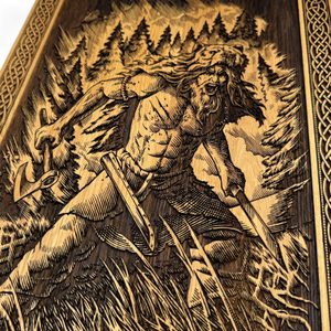 BERSERKER VIKING, NÁSTĚNNÁ DEKORACE, DŘEVO 32X46CM - DŘEVĚNÉ OBRAZY - HOME DECOR