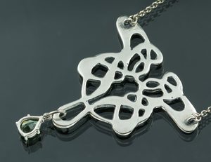 ART NOUVEAU, STŘÍBRNÝ NÁHRDELNÍK S VLTAVÍNEM, AG 925, 20G - ŠPERKY S VLTAVÍNY - STŘÍBRNÉ ŠPERKY