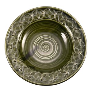 TALÍŘ KERAMICKÝ ZELENÝ - STŘEDOVĚKÝ - HISTORICKÁ KERAMIKA - STOLOVÁNÍ