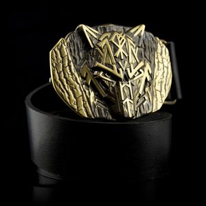 RUNIC WOLF, PŘEZKA NA OPASEK, MOSAZ - SPONY A KOVÁNÍ - SEDLÁŘSTVÍ