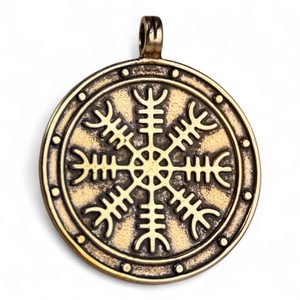 AEGISHJALMUR, ISLANDSKÁ MAGICKÁ RUNA, MEDAILON, BRONZ - PŘÍVĚSKY - ŠPERKY