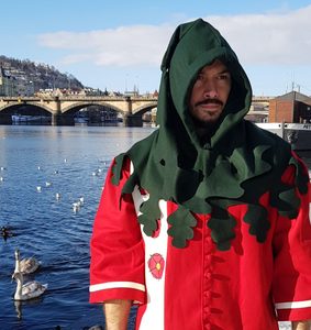 CHAPERON, STŘEDOVĚKÁ POKRÝVKA HLAVY - ZELENÁ - POKRÝVKY HLAVY - MÓDA