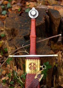 PASOVSKÝ VLK, JEDEN A PŮL RUČNÍ MEČ S POCHVOU - STŘEDOVĚKÉ MEČE - ZBRANĚ