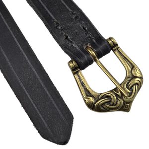 KOŽENÝ VIKINGSKÝ OPASEK BORRE, ČERNÝ, STAROMOSAZ - OPASKY Z KŮŽE - SEDLÁŘSTVÍ