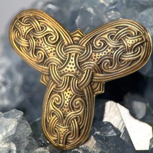 TROJLÍSTKOVÁ BROŽ, VIKINGSKÁ, BRONZ - BROŽE A KNOFLÍKY - ŠPERKY