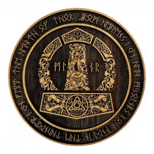 MJÖLLNIR - THOROVO KLADIVO, DŘEVĚNÝ NÁSTĚNNÝ OBRAZ 32CM - DŘEVĚNÉ OBRAZY - HOME DECOR