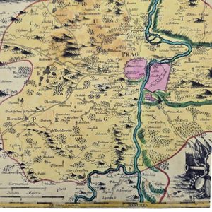 PRAHA A OKOLÍ, HISTORICKÁ MAPA, RUČNÍ PAPÍR - PLAKÁTY - HOME DECOR