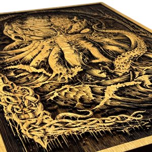 CTHULHU NÁSTĚNNÁ DEKORACE, DŘEVO 32X46CM - DŘEVĚNÉ OBRAZY - HOME DECOR