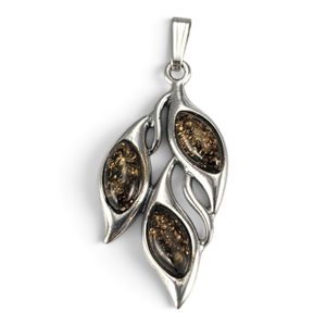 Silver pendant with Polish amber, 925 silver
