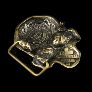 SKULL, PŘEZKA NA OPASEK, MOSAZ - SPONY A KOVÁNÍ - SEDLÁŘSTVÍ