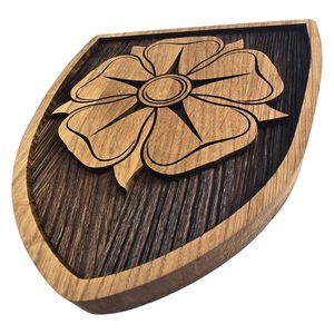 PĚTILISTÁ ROŽMBERSKÁ RŮŽE, STŘEDOVĚKÝ ERB VE ŠTÍTU VELKÝ - DŘEVĚNÉ OBRAZY - HOME DECOR