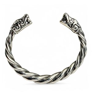 VIKINGSKÝ GOTLANDSKÝ STŘÍBRNÝ NÁRAMEK, VLCI, AG 925, 63 G - NÁRAMKY - STŘÍBRNÉ ŠPERKY
