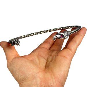 HUGINN A MUNINN, VIKINSKÝ STŘÍBRNÝ TORQUES, AG 925 - TORQUESY - STŘÍBRNÉ ŠPERKY