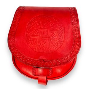 VENDEL, VIKINGSKÁ KOŽENÁ BRAŠNA, ČERVENÁ - BRAŠNY Z KŮŽE - SEDLÁŘSTVÍ
