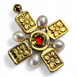 LUXUSNÍ STŘEDOVĚKÝ ŠLECHTICKÝ KŘÍŽ, XV. STOLETÍ - PŘÍVĚSKY - ŠPERKY