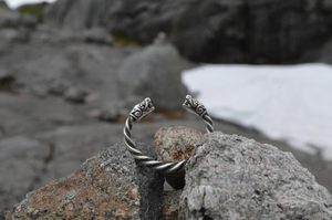 VIKINGSKÝ GOTLANDSKÝ STŘÍBRNÝ NÁRAMEK, VLCI, AG 925, 63 G - NÁRAMKY - STŘÍBRNÉ ŠPERKY