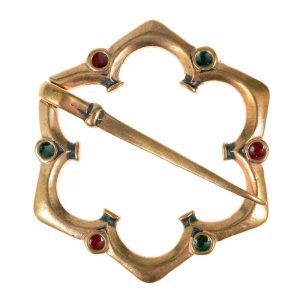 STŘEDOVĚKÁ BROŽ, KOSTÝMOVÁ SE SMALTEM, BRONZ - BROŽE A KNOFLÍKY - ŠPERKY
