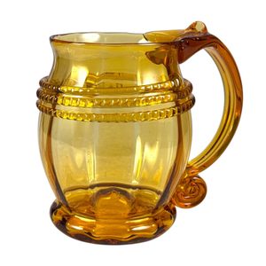 HISTORUCKÝ PŮLLITR, BAŇATÝ, JANTAROVÁ - HISTORICKÉ SKLO - STOLOVÁNÍ