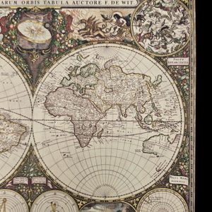 MAPA SVĚTA NOVA TOTIUS TERRARUM ORBIS TABULA, FREDERIK DE WIT, RUČNÍ PAPÍR - PLAKÁTY - HOME DECOR