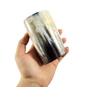 POHÁR Z ROHU 10 CM - LEŠTĚNÝ - ROHY NA PITÍ - STOLOVÁNÍ