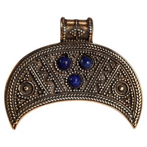 SLOVANSKÝ POHANSKÝ ŠPERK - LUNICE, BRONZ, LAPIS LAZULI - PŘÍVĚSKY - ŠPERKY