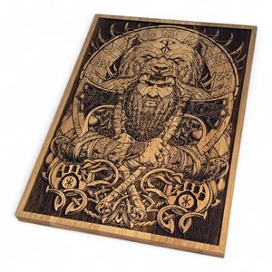 BERSERKER, VÁLEČNÍK VIKING, NÁSTĚNNÁ DEKORACE, DŘEVO 32X46CM - DŘEVĚNÉ OBRAZY - HOME DECOR