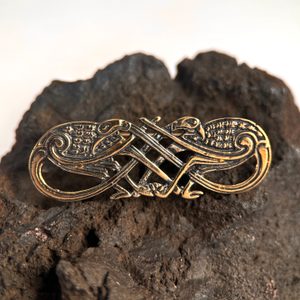 SPOJENÍ PTÁCI, BROŽ A ZÁROVEŇ PŘÍVĚŠEK, BRONZ - BROŽE A KNOFLÍKY - ŠPERKY