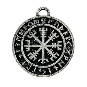 VEGVISIR - KOMPAS, ISLANDSKÁ RUNA, PŘÍVĚŠEK, ZINEK - VIKINGSKÉ AMULETY - ŠPERKY