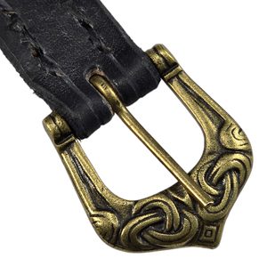KOŽENÝ VIKINGSKÝ OPASEK BORRE, ČERNÝ, STAROMOSAZ - OPASKY Z KŮŽE - SEDLÁŘSTVÍ