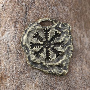 AEGISHJÁLMUR - RUNOVÝ KRUH ISLAND, ZINEK STAROMOSAZ - VIKINGSKÉ AMULETY - ŠPERKY