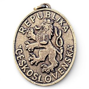 ČESKOSLOVENSKÝ HRANIČNÍ SLOUP, PŘÍVĚSEK, STAROMOSAZ - VŠECHNY AMULETY, VLASTNÍ VÝROBA - ŠPERKY