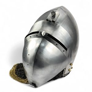 HENRY, NĚMECKÝ BASCINET KLAPPVISOR, STŘEDOVĚKÁ PŘILBA, 2 MM PLECH - STŘEDOVĚKÉ PŘILBY - ZBROJE