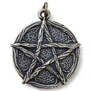 LESNÍ PENTAGRAM, PŘÍVĚSEK, STAROMOSAZ - MAGICKÉ AMULETY - ŠPERKY