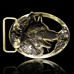 German Shepherd belt buckle, brass