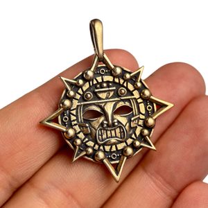 AZTÉCKÁ MASKA, AMULET, PŘÍVĚSEK, BRONZ - PŘÍVĚSKY - ŠPERKY
