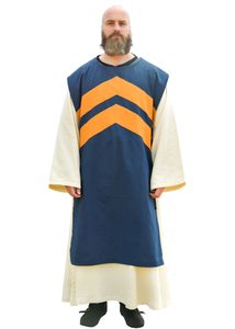 STŘEDOVĚKÝ TABARD S PRUHY, MODRO-ŽLUTÝ - PÁNSKÉ ODĚVY - MÓDA