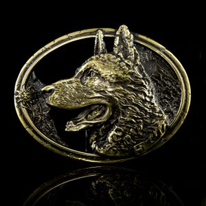 German Shepherd belt buckle, brass